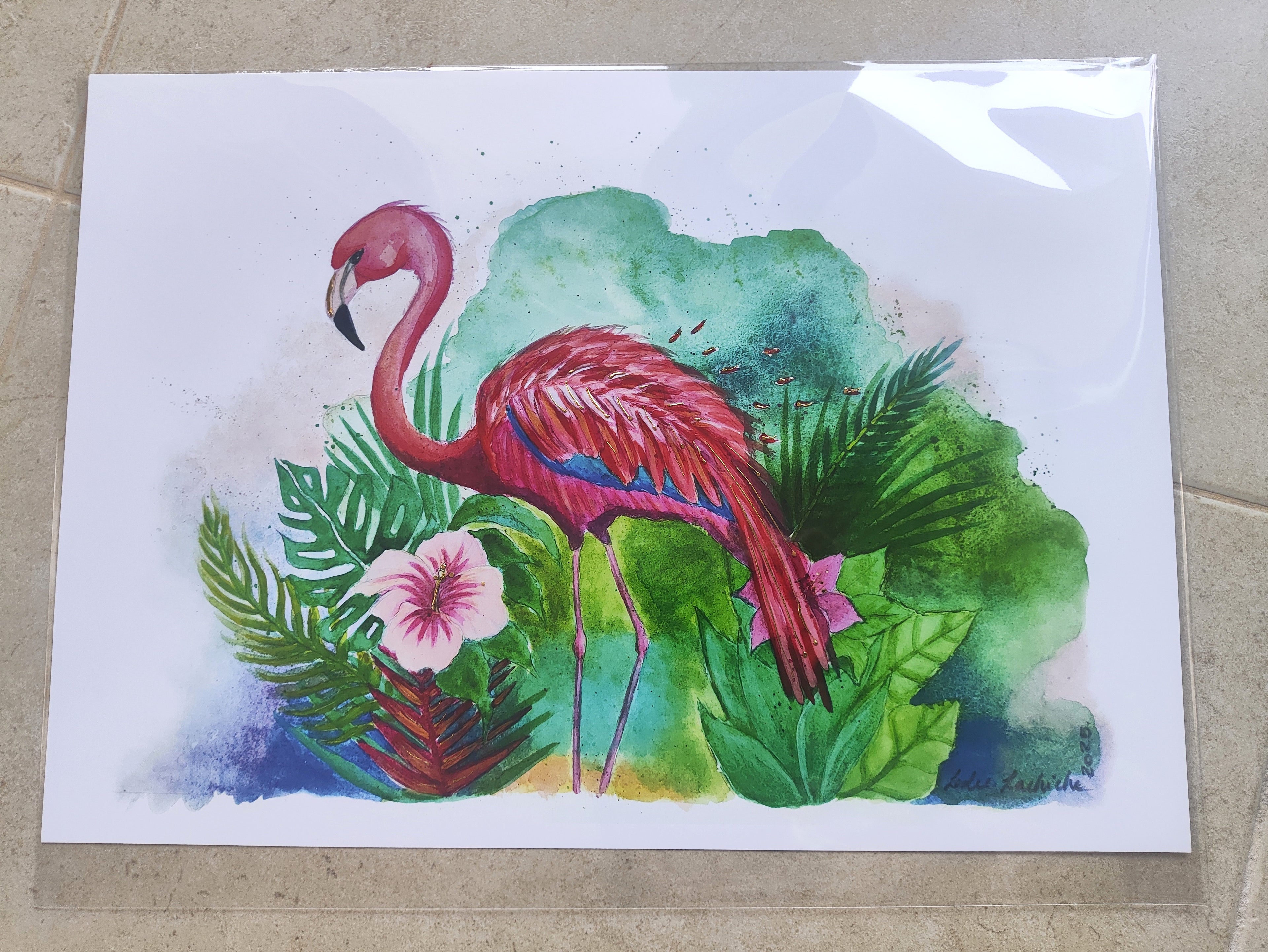 Flamingo- Art Poster | Gold Foil | A3 | HK LOCAL