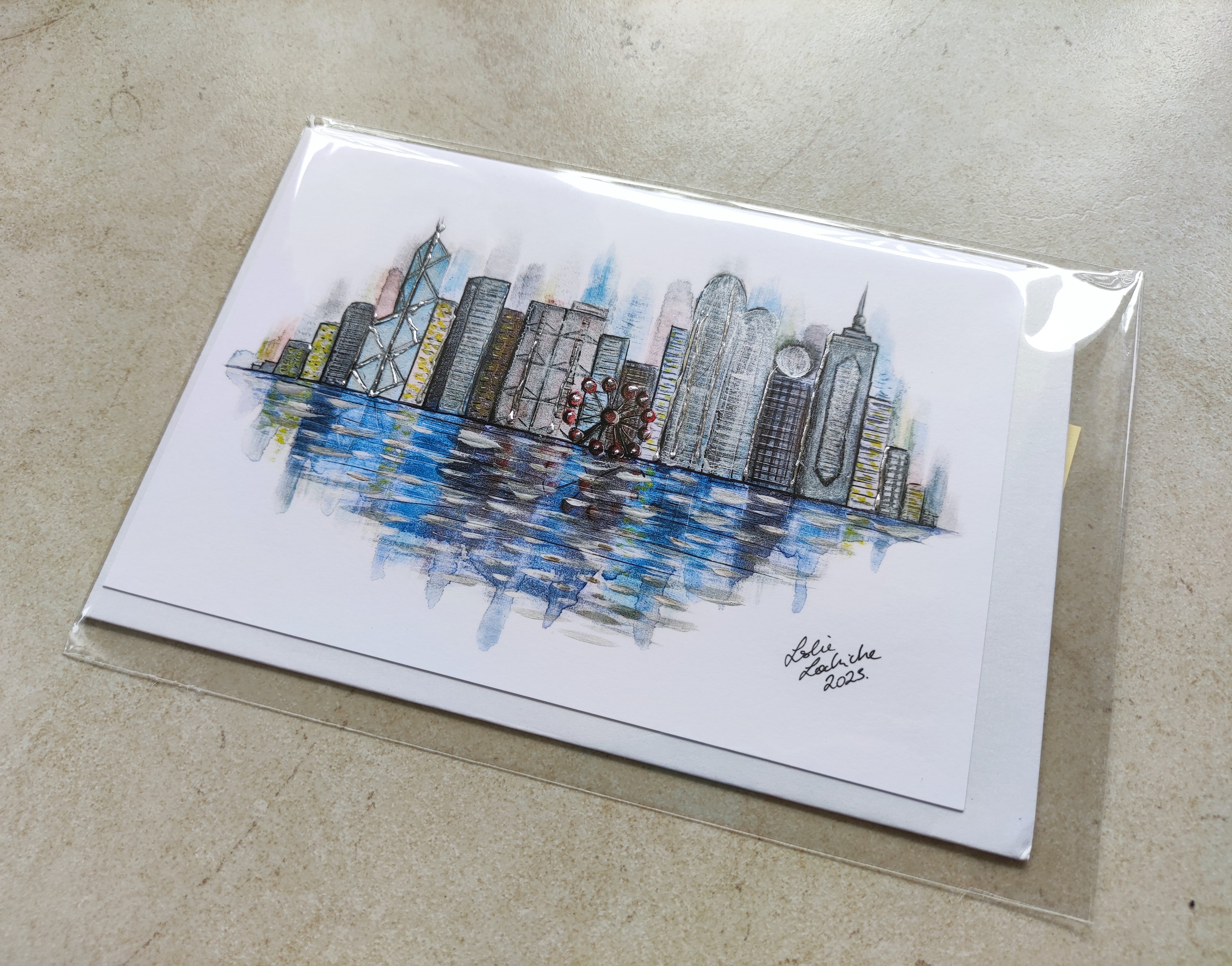 HK City | Art Greeting Card | Mixed Media Painting  | HK LOCAL