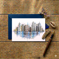 HK City — Art Greeting Card | Mixed Media Painting by Leslie Lachiche