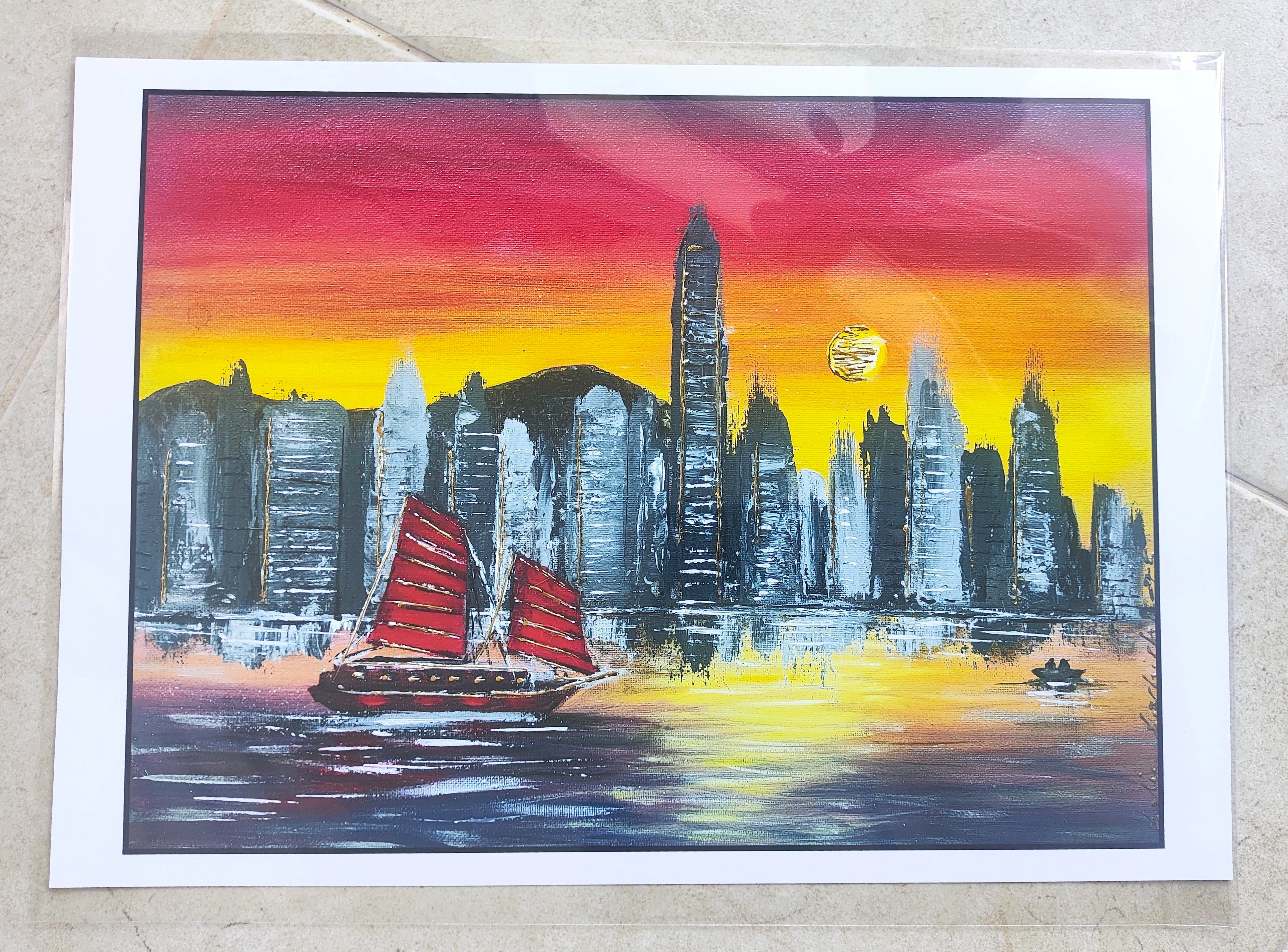HK Sunset- Art Poster | Gold Foil | A3 | HK LOCAL
