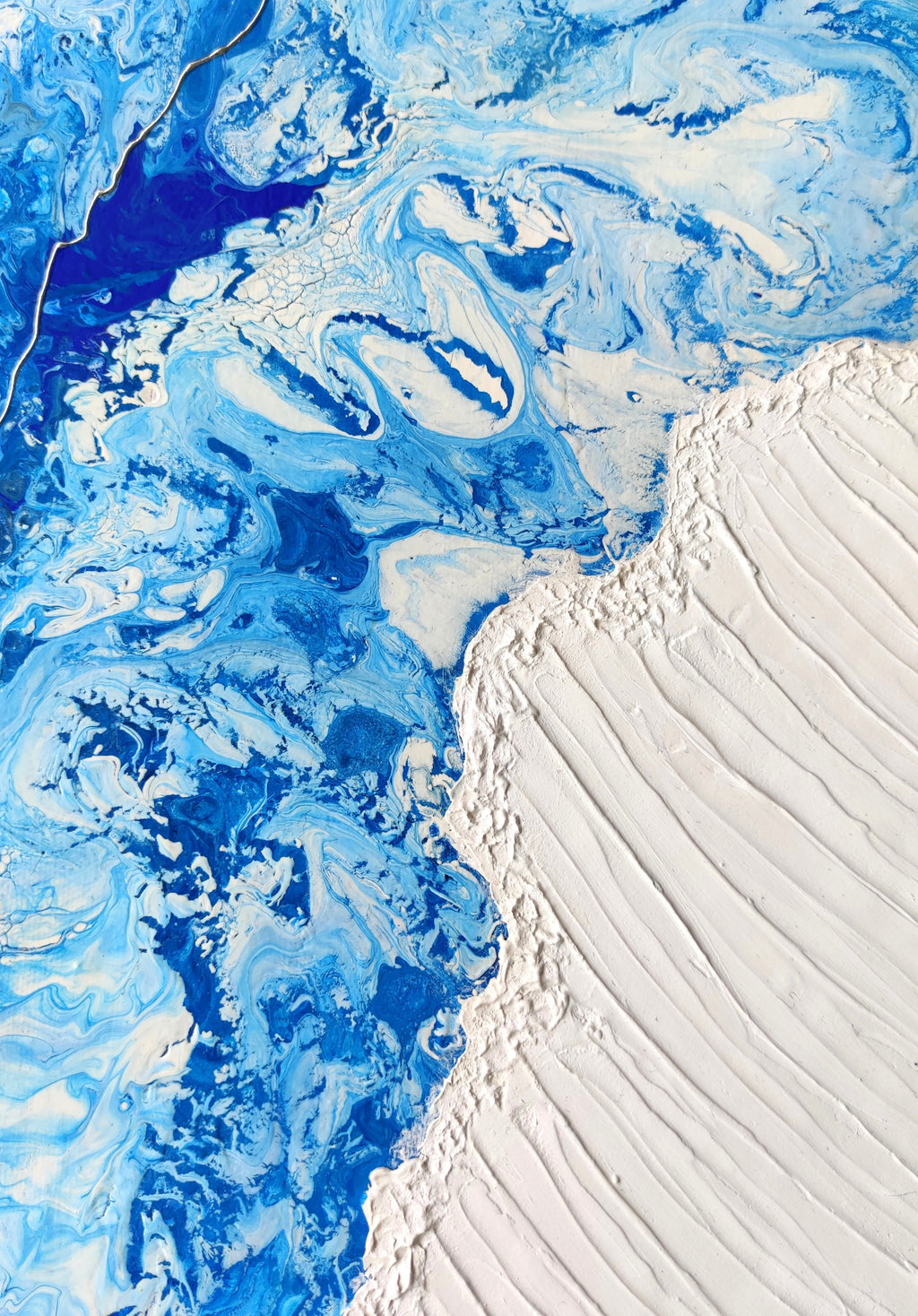 Abstract art with blue and white colors
