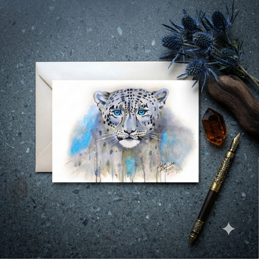 Snow Leopard | Art Greeting Card | Winter Collection | HK LOCAL