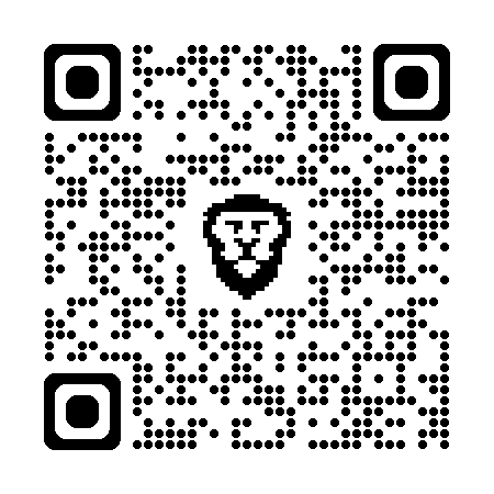 QR code with a logo in the center on a white background
