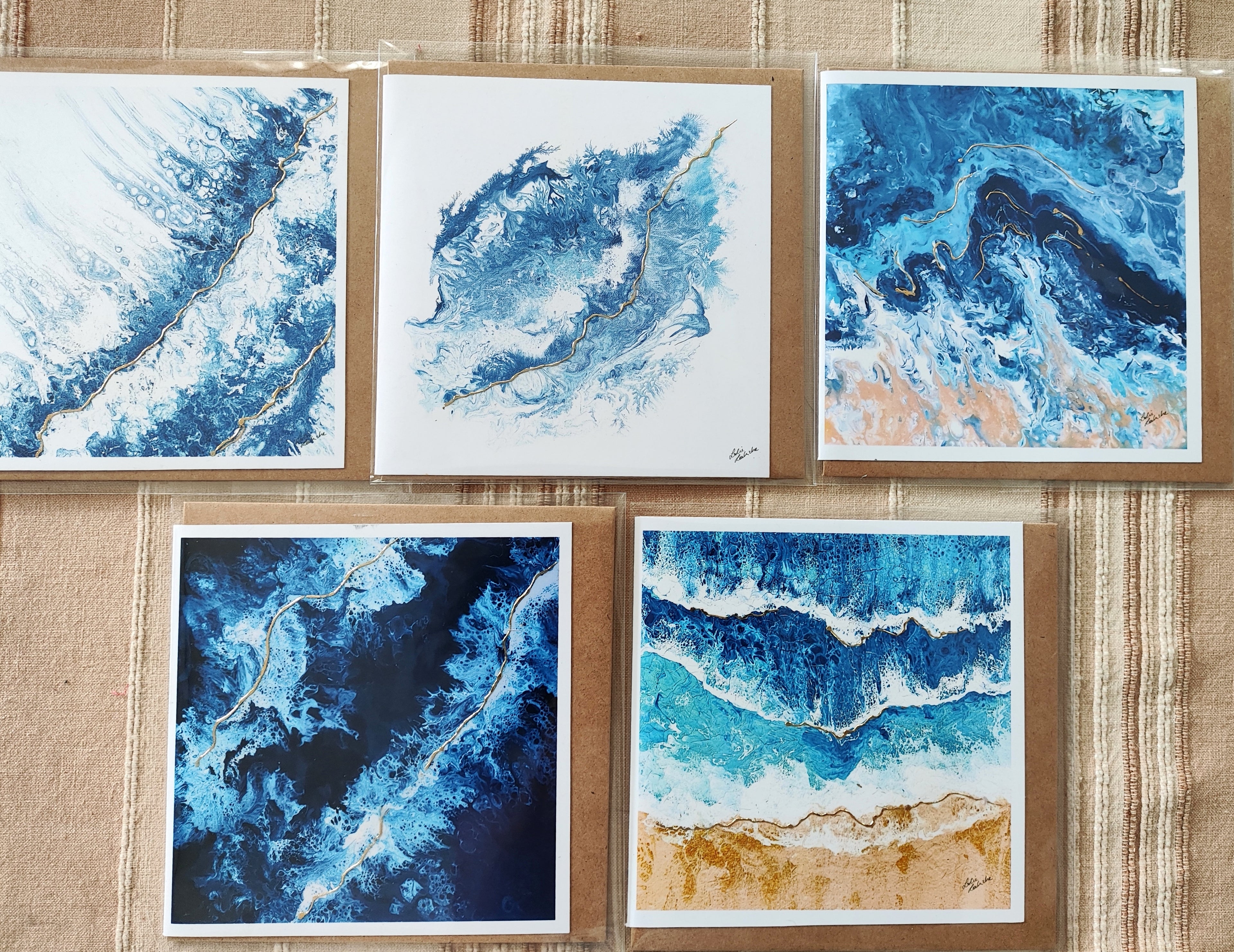 Bundle of 5 Fluid Art Greeting Cards | Leslie Lachiche