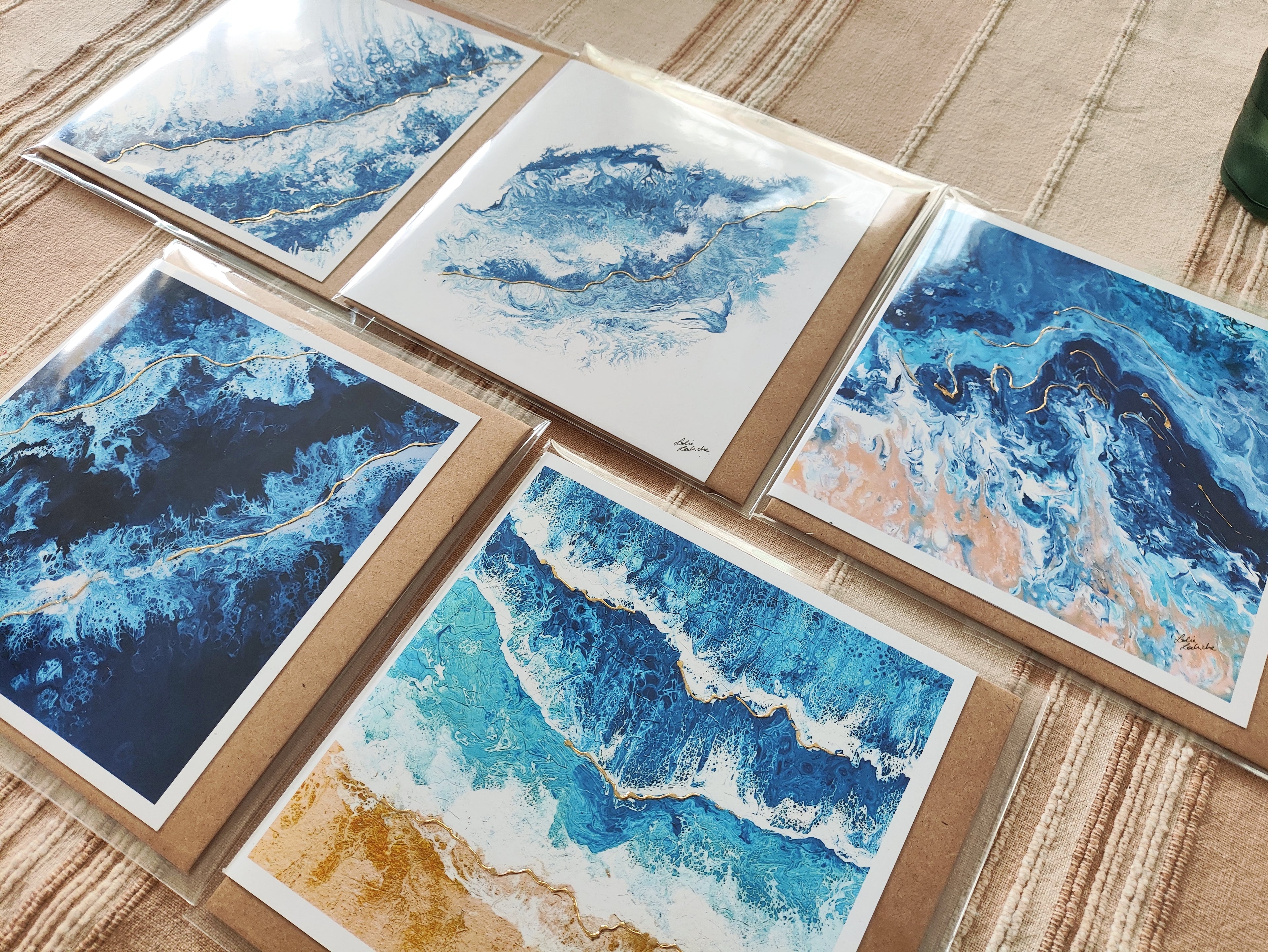 Bundle of 5 Fluid Art Greeting Cards | Leslie Lachiche