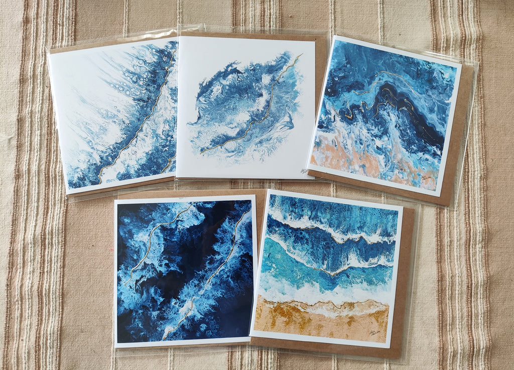 Bundle of 5 Fluid Art Greeting Cards | Leslie Lachiche