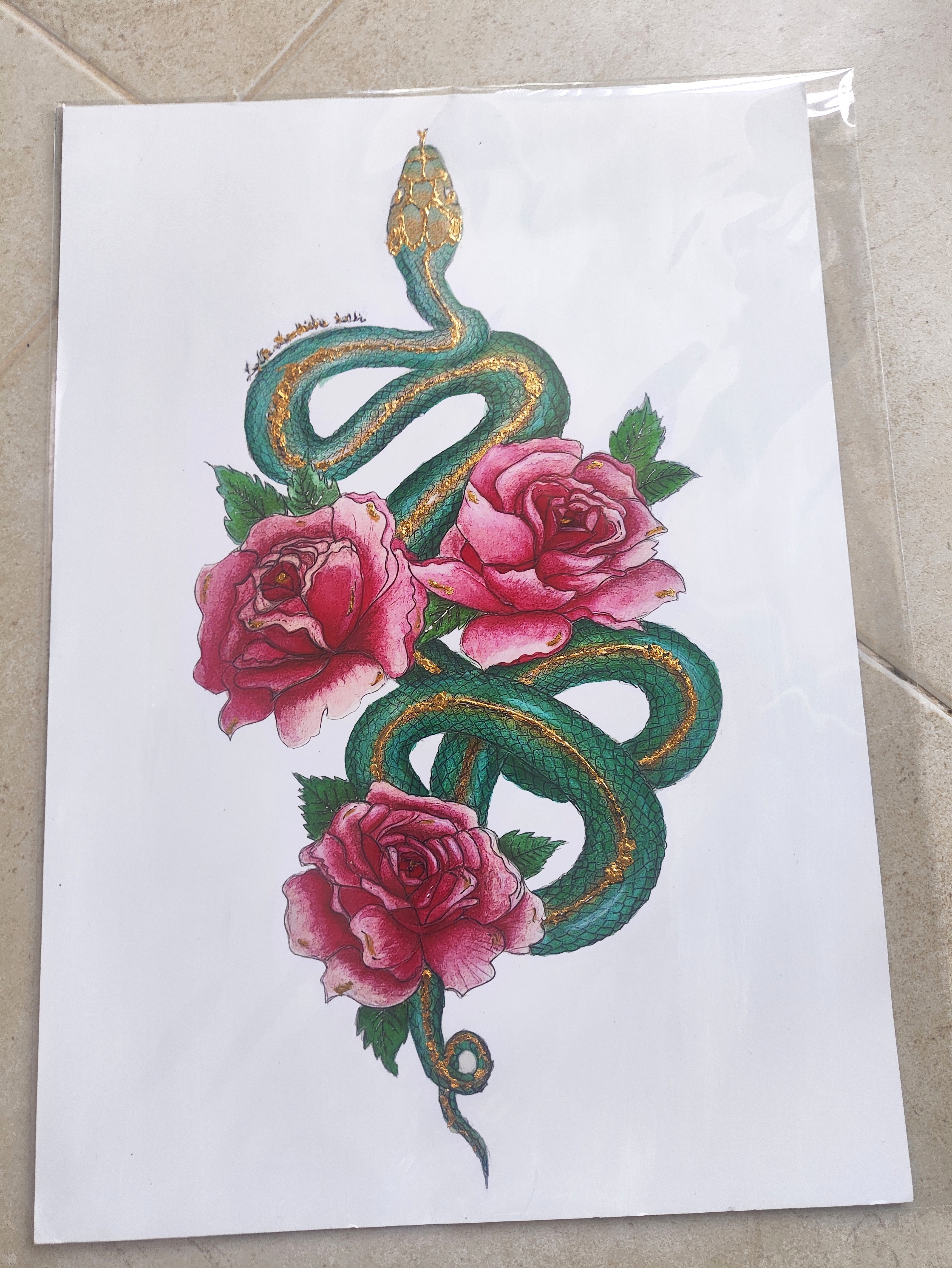 Snake- Art Poster | Gold Foil | A3 | HK LOCAL