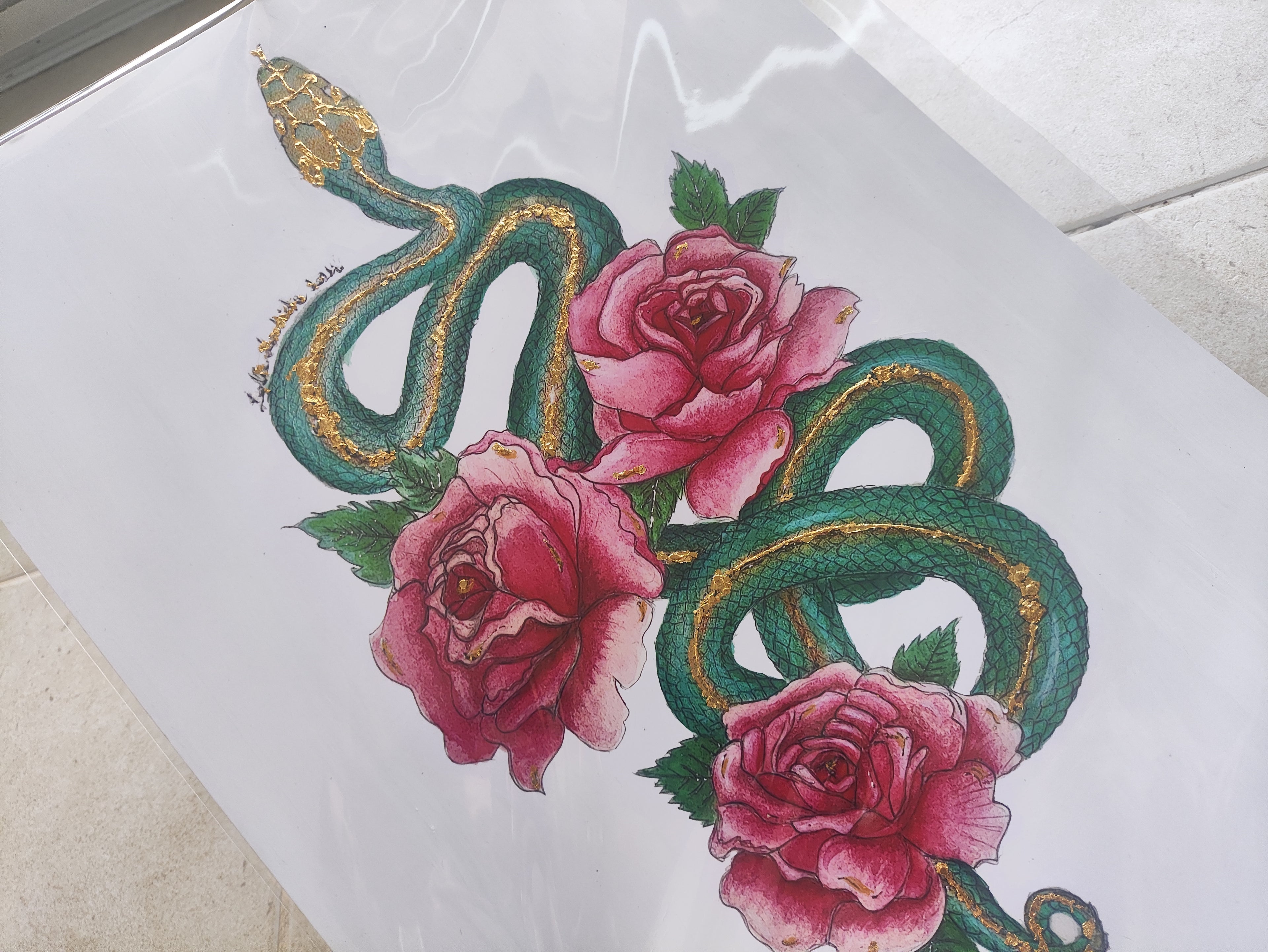 Snake- Art Poster | Gold Foil | A3 | HK LOCAL