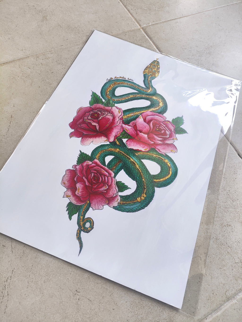 Snake- Art Poster | Gold Foil | A3 | HK LOCAL