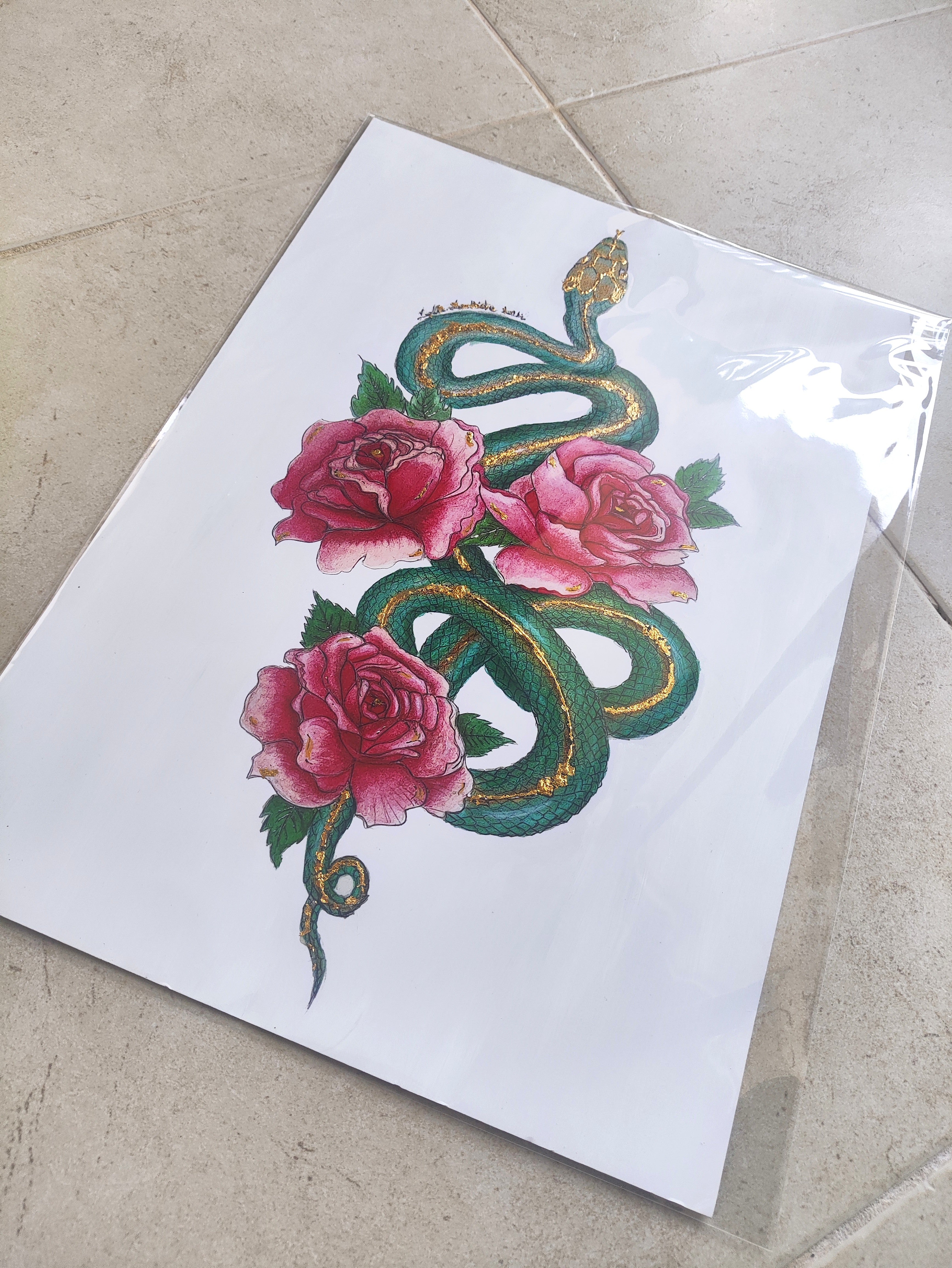 Snake- Art Poster | Gold Foil | A3 | HK LOCAL