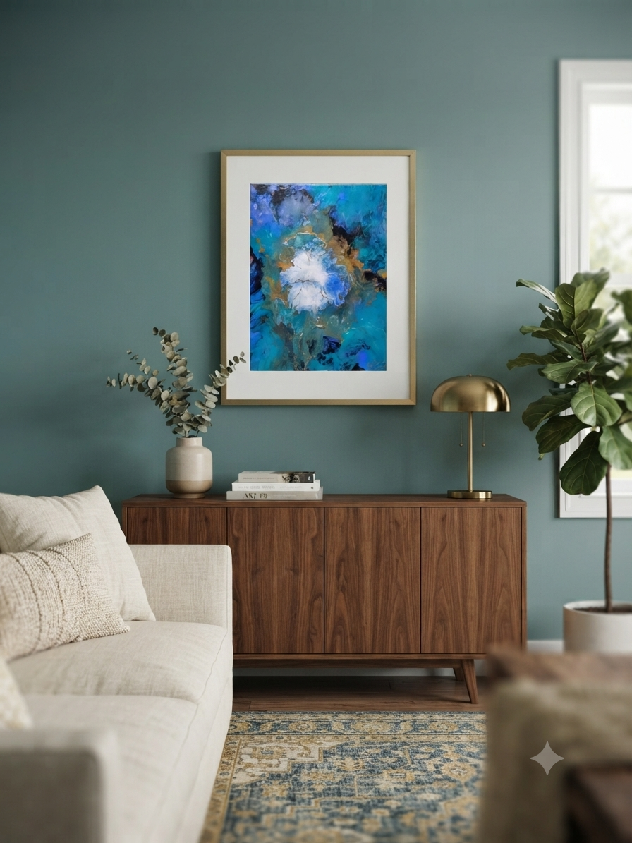 living room with painting 