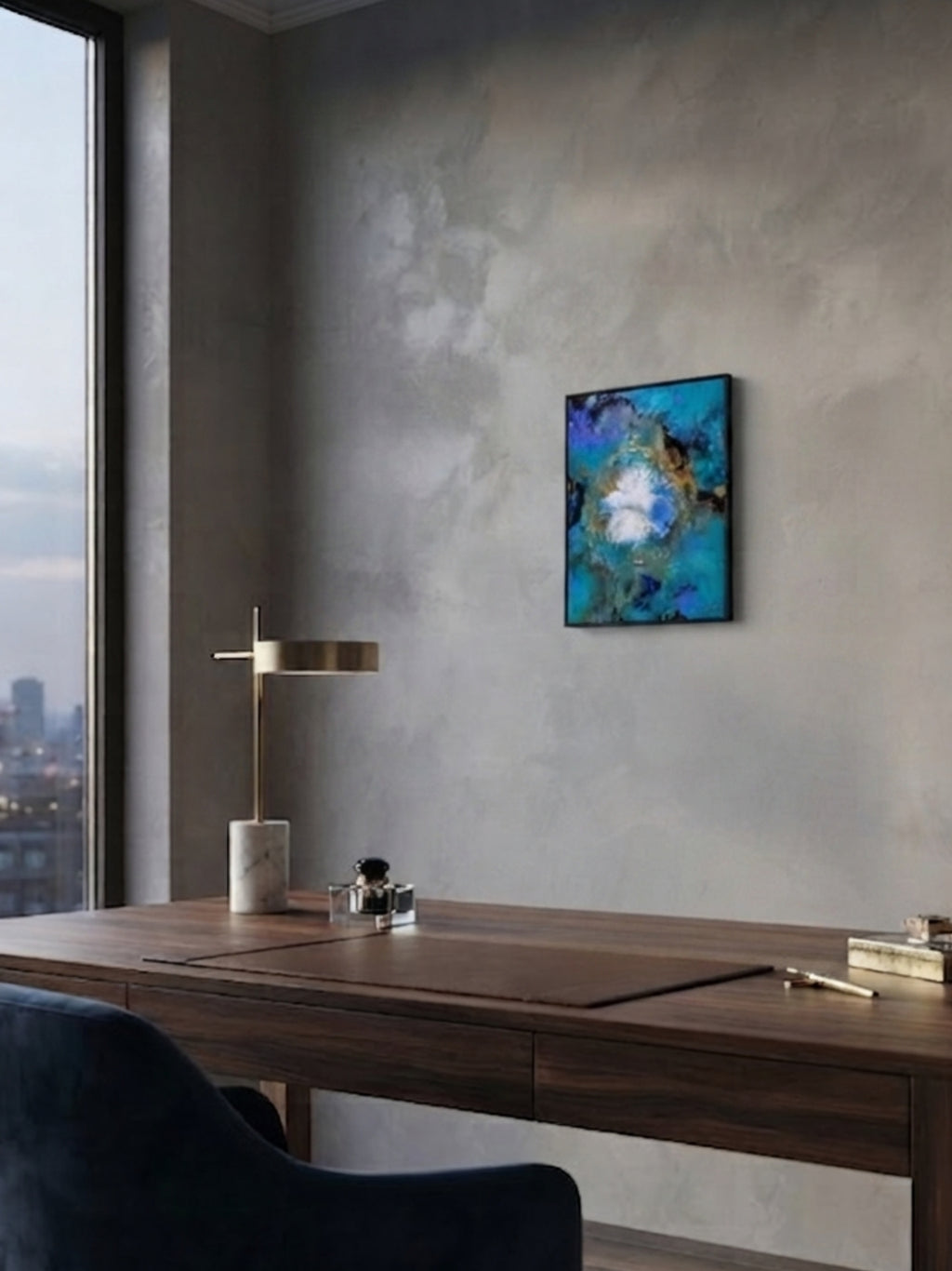office with abstract painting on the wall