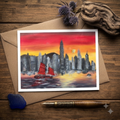 HK Sunset | Art Greeting Card | Original Oil Painting print | HK LOCAL