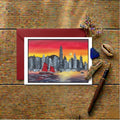 HK Sunset — Art Greeting Card | Original Oil Painting print | Leslie Lachiche