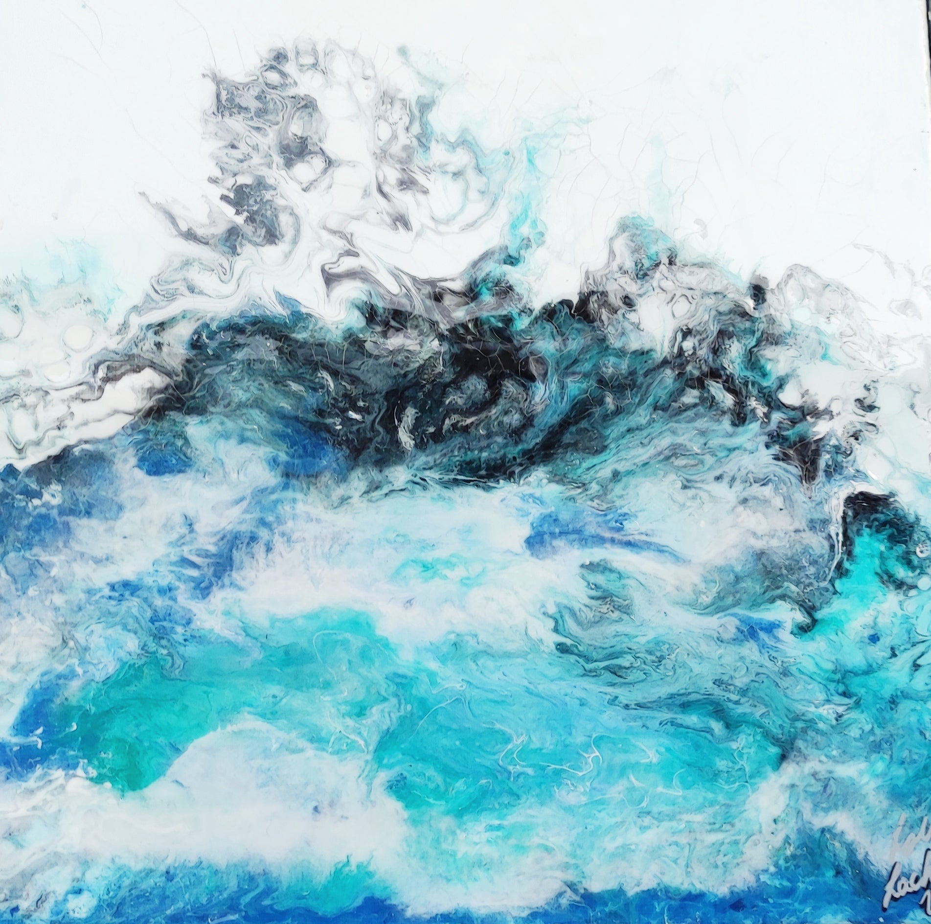 Polar — Original Fluid Acrylic Painting | Ocean Collection | Leslie Lachiche